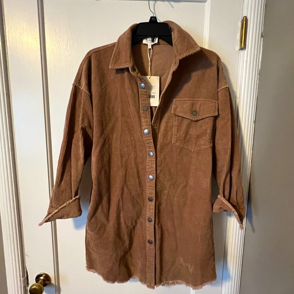 bohme Tops - Corduroy Beige Button Up Tunic Style